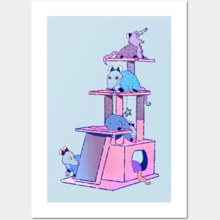 Cat Tower Opossum Posters and Art